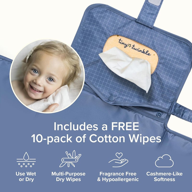 Tiny Twinkle Portable Diaper Changing Pad | Waterproof, Wipeable & Compact Baby Changing Pad for Travel | Smart Wipes Pocket & Organized Storage| Newborn Shower Gift (Grid) - Image 4